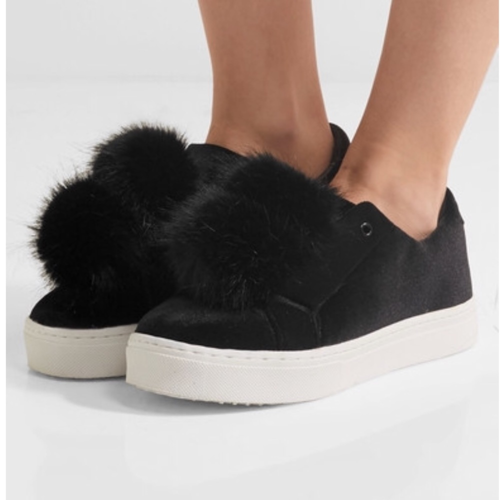 Sam Edelman Leya Faux Fur Laceless Black Sneaker